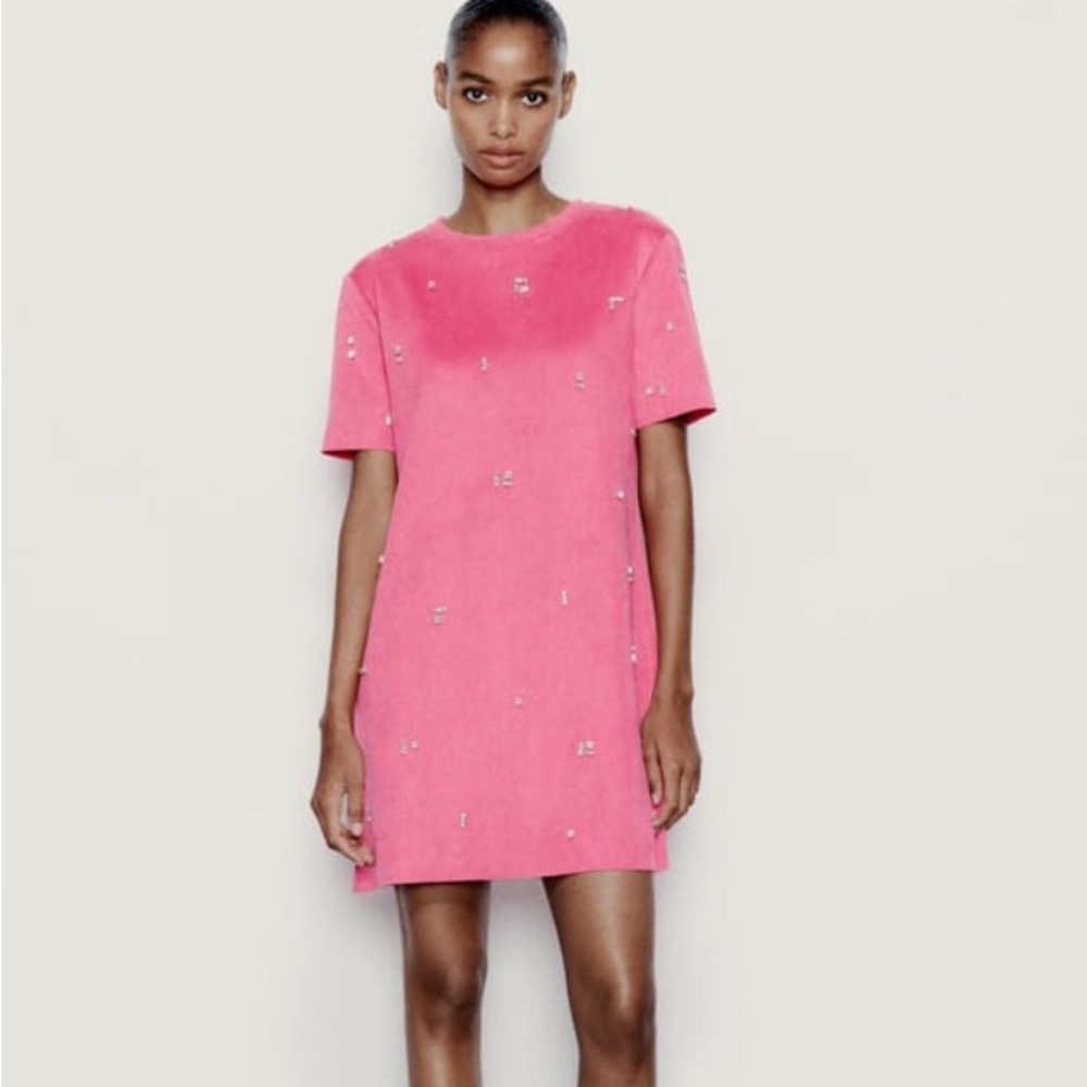 Zara FAUX SUEDE JEWEL DRESS